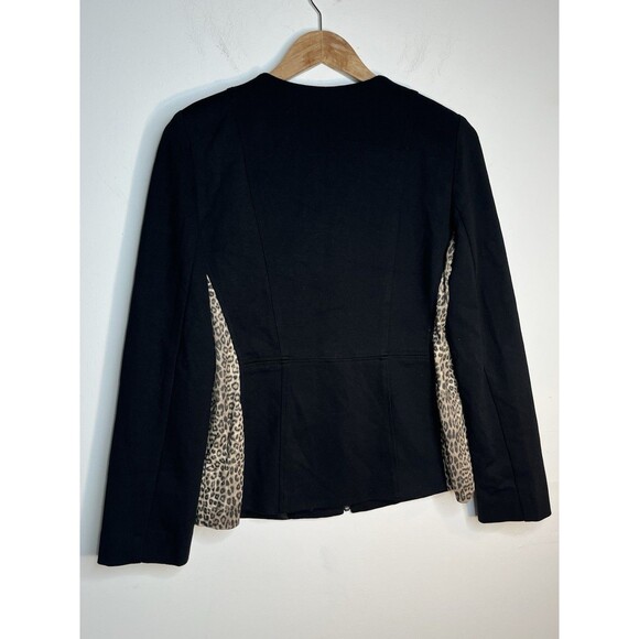 Chicos Travelers Leopard Vegan Leather Jacket Coat Size 0 US Small - Picture 5 of 8